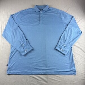 Mizzen Main Polo Men 2XL Blue Classic Fit Long Sleeve Pullover Golf Shirt Preppy